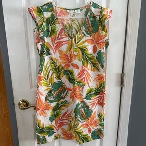 Nicole Miller 100% Linen Dress with Floral Print